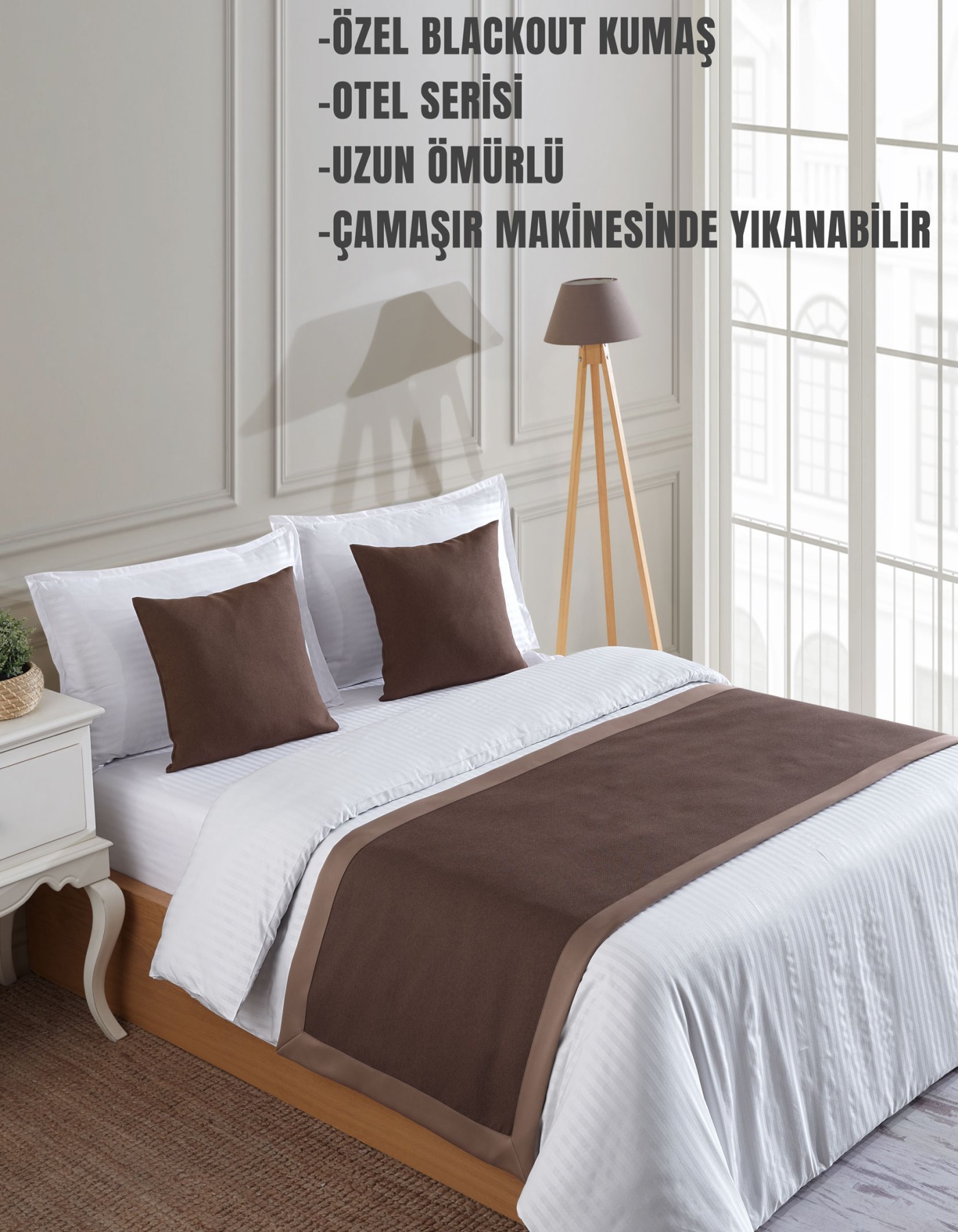 Varol 70x250 Yatak Şalı (Runner) ve 2 Adet 45x45 Kırlent Seti – Otel Konsept Lüx Dekoratif Set