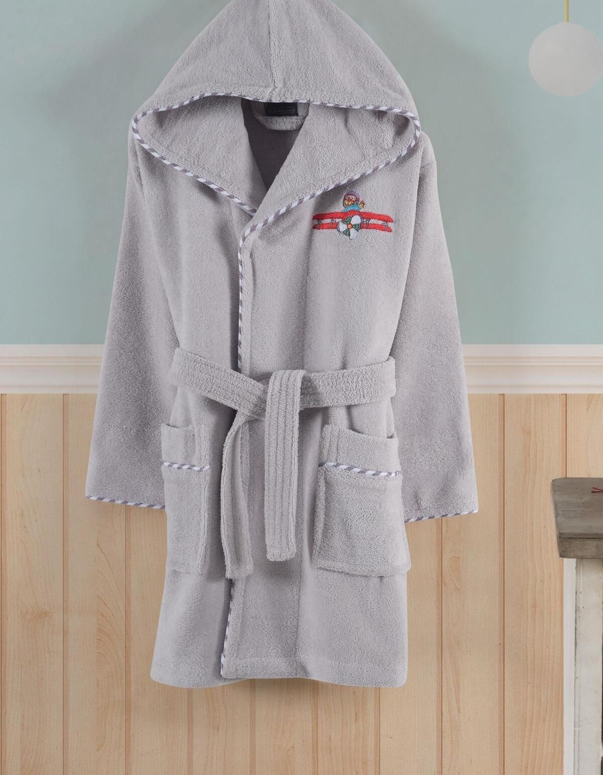 Varol Bambu Nakışlı Çocuk Bornozu - Pilot