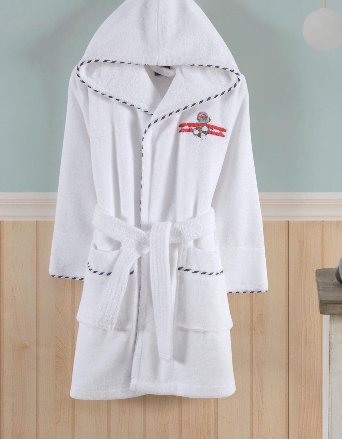 Varol Bambu Nakışlı Çocuk Bornozu - Pilot