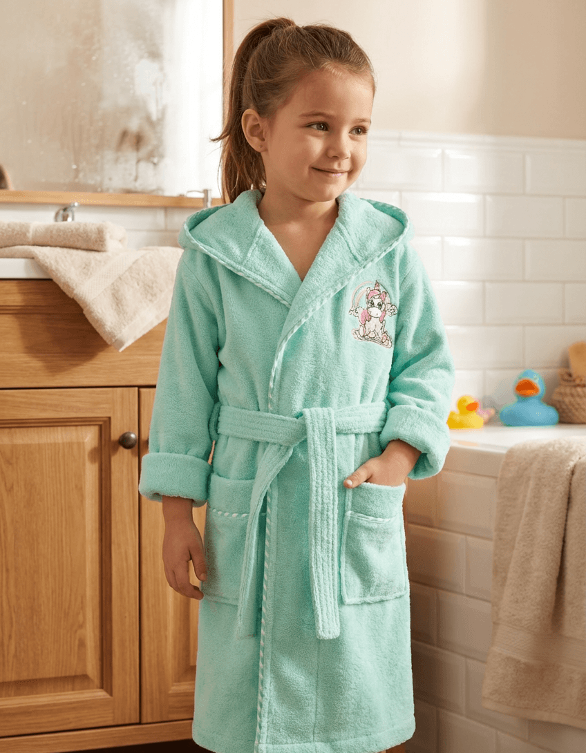 Varol Bambu Nakışlı Çocuk Bornozu - Unicorn Varol Bambu Nakışlı Çocuk Bornozu - Unicorn