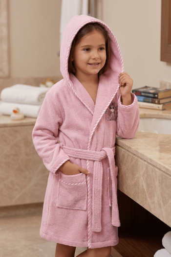 Varol Bambu Nakışlı Çocuk Bornozu - Unicorn