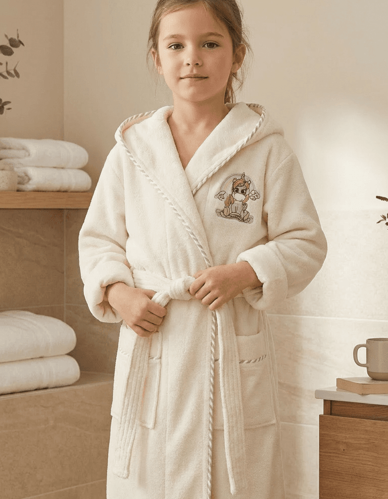 Varol Bambu Nakışlı Çocuk Bornozu - Unicorn Varol Bambu Nakışlı Çocuk Bornozu - Unicorn