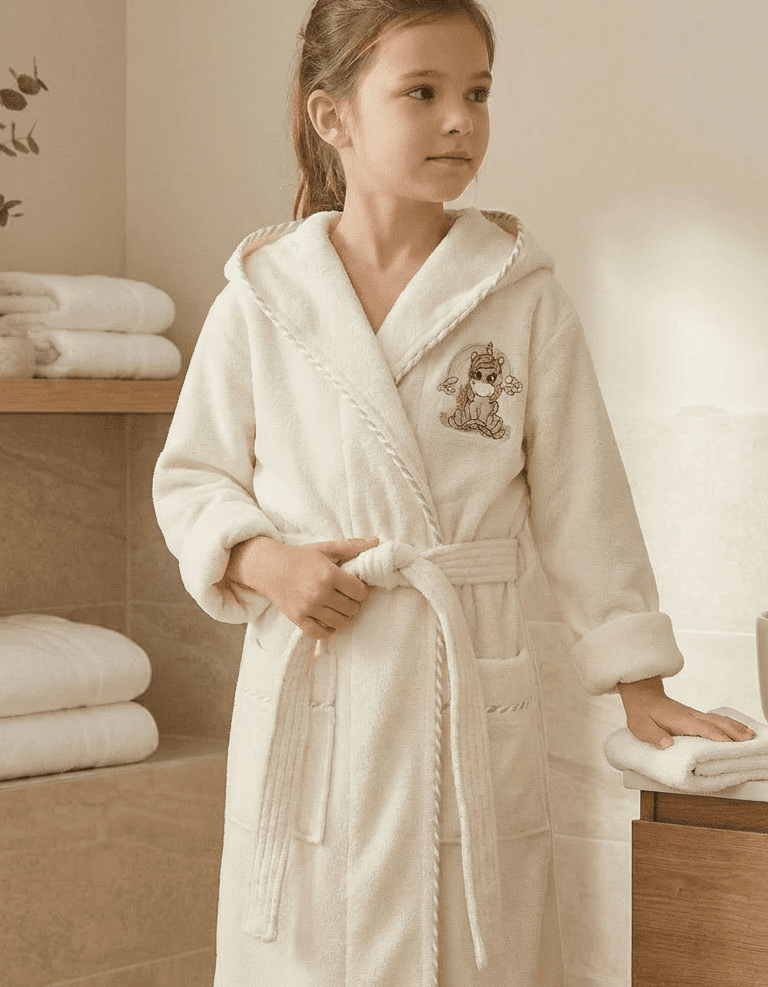 Varol Bambu Nakışlı Çocuk Bornozu - Unicorn Varol Bambu Nakışlı Çocuk Bornozu - Unicorn