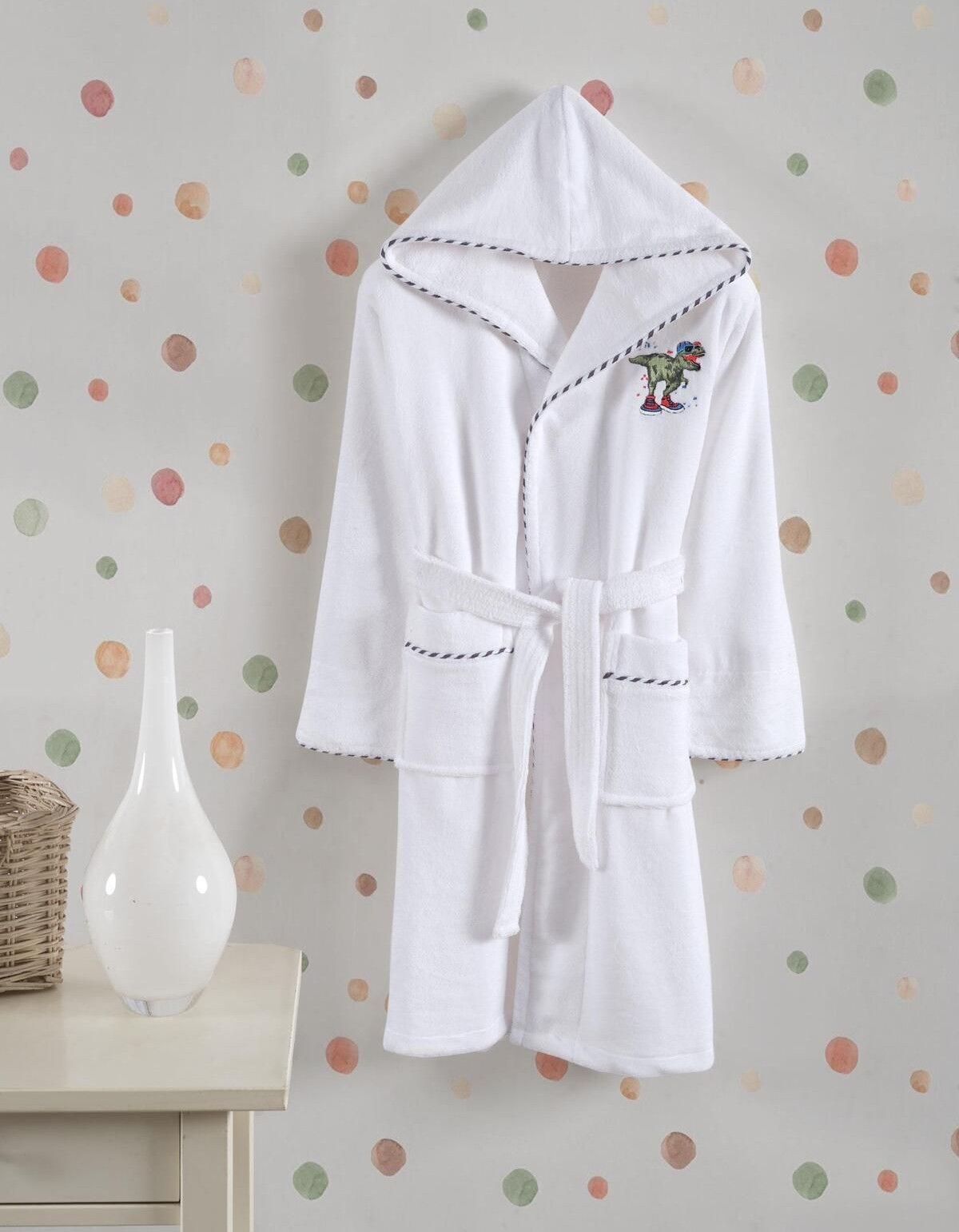 Varol Bambu Nakışlı Garson Boy Bornoz - Dino