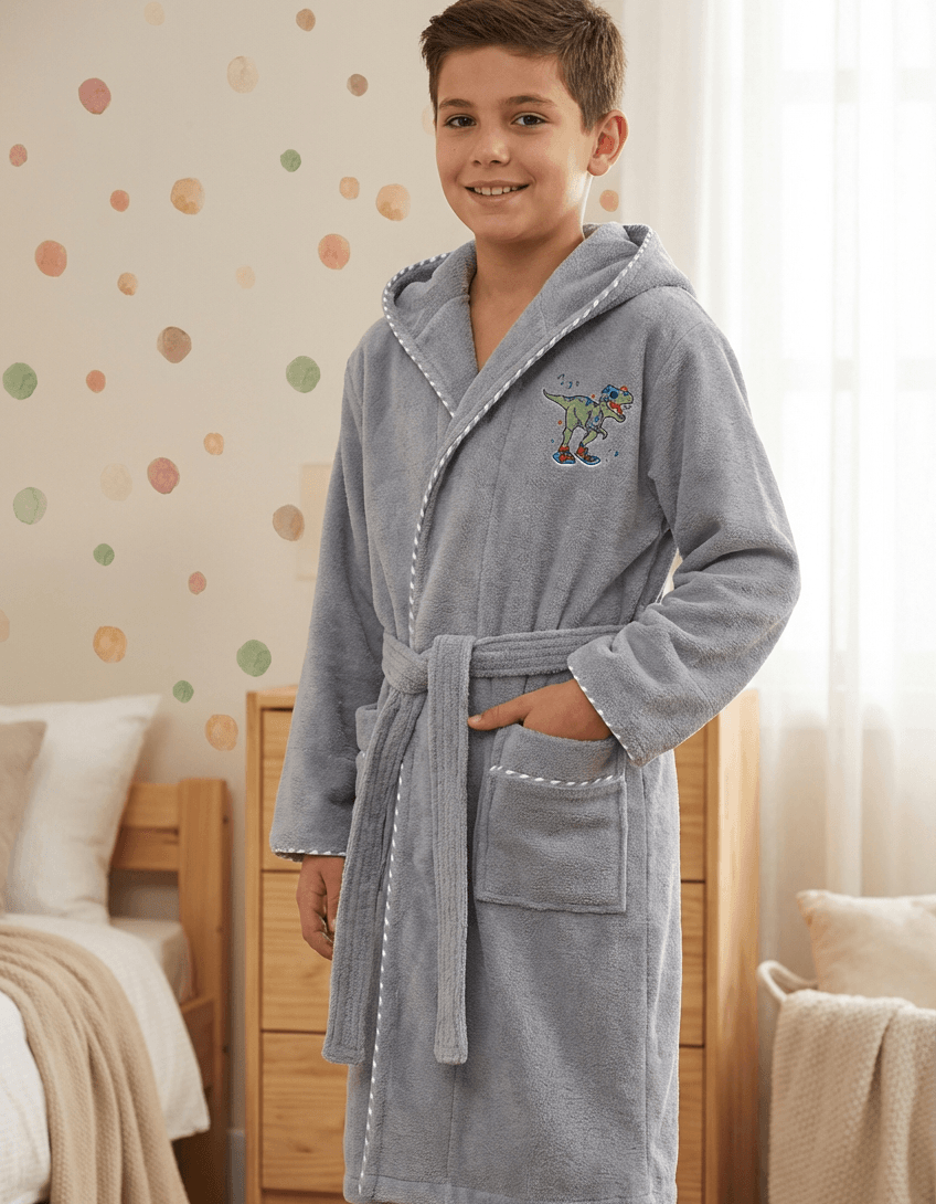 Varol Bambu Nakışlı Garson Boy Bornoz - Dino