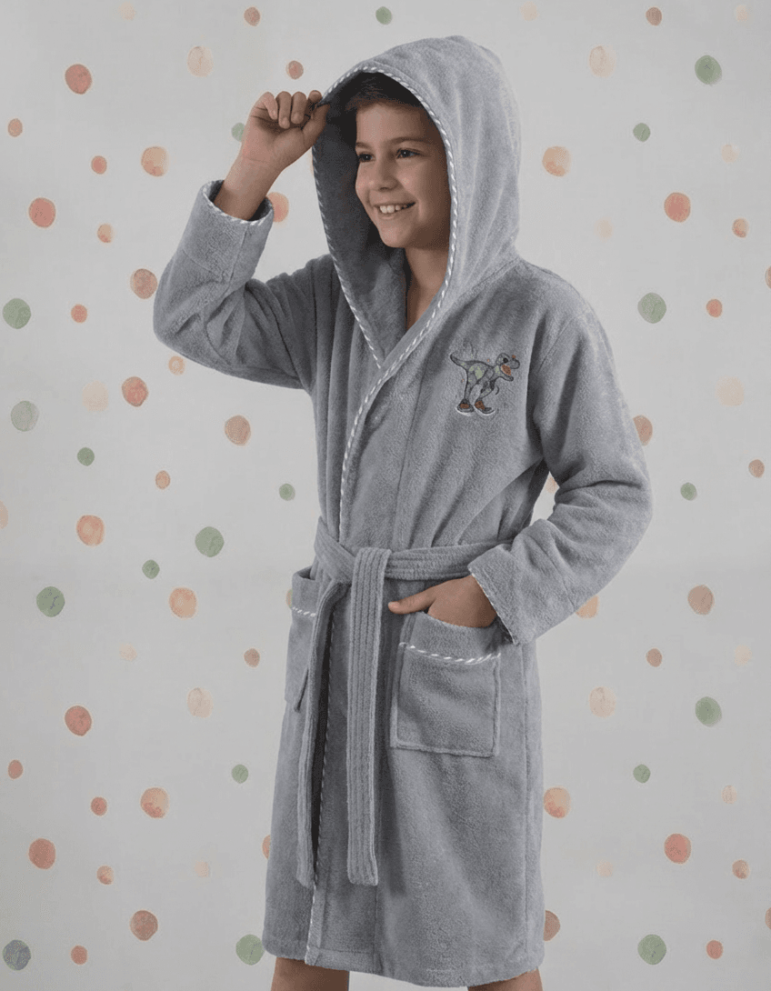 Varol Bambu Nakışlı Garson Boy Bornoz - Dino