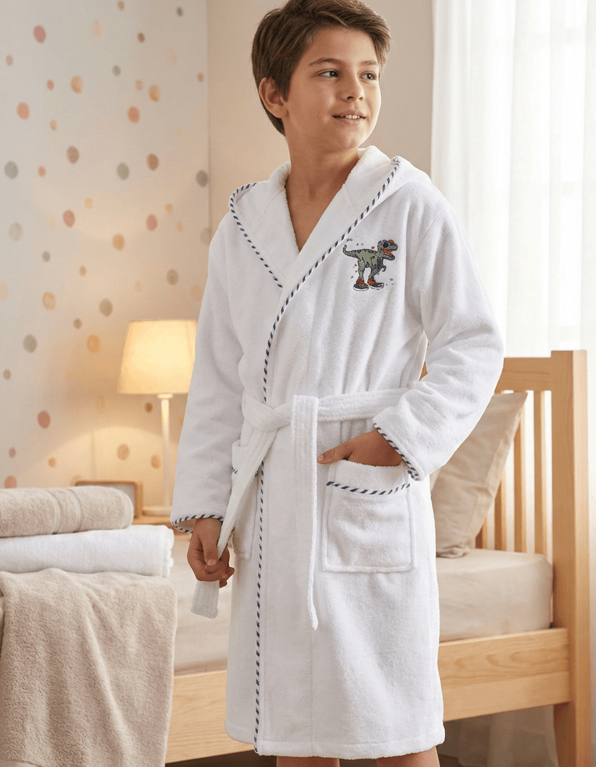 Varol Bambu Nakışlı Garson Boy Bornoz - Dino