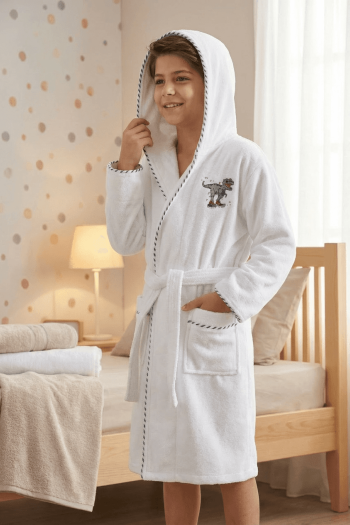 Varol Bambu Nakışlı Garson Boy Bornoz - Dino