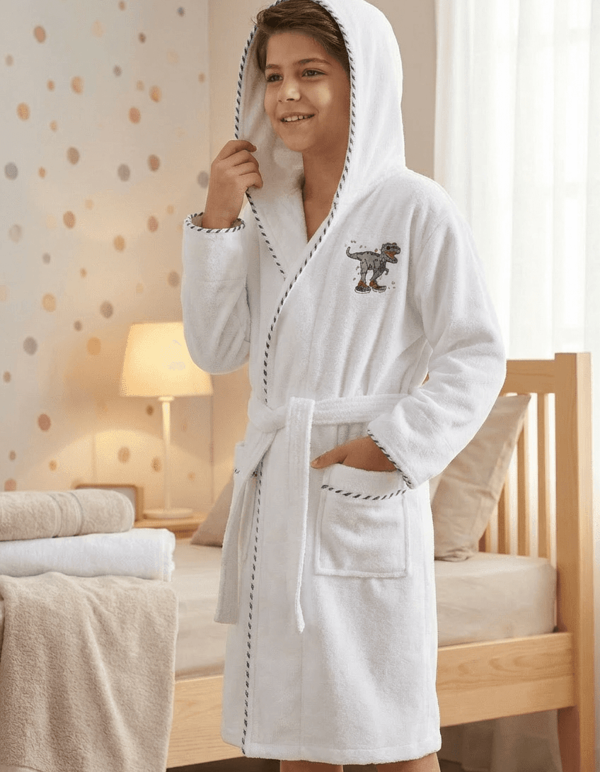 Varol Bambu Nakışlı Garson Boy Bornoz - Dino