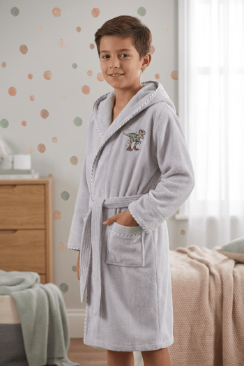 Varol Bambu Nakışlı Garson Boy Bornoz - Dino