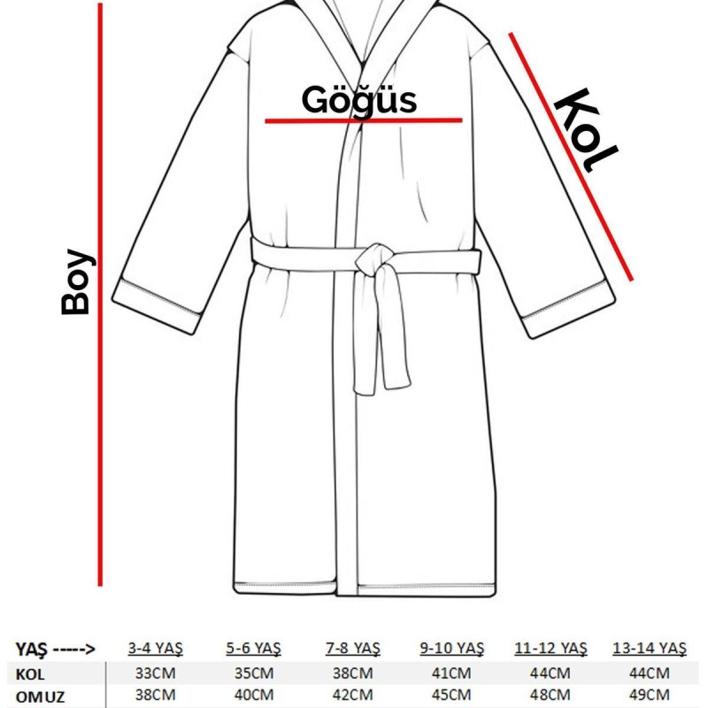 Varol Bambu Nakışlı Garson Boy Bornoz - Flamingo