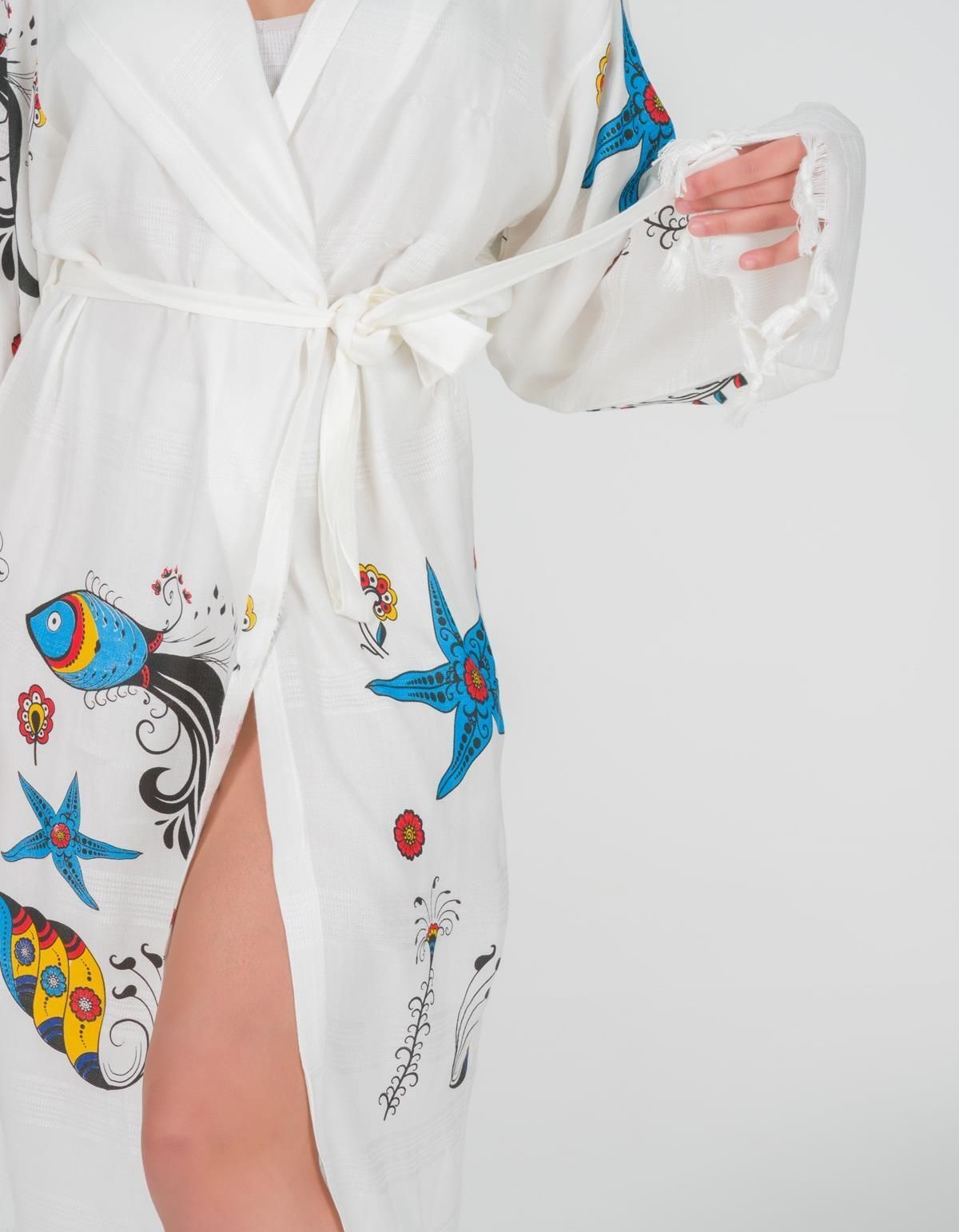 Varol Baskılı Bambu Peştemal Sabahlık Bornoz