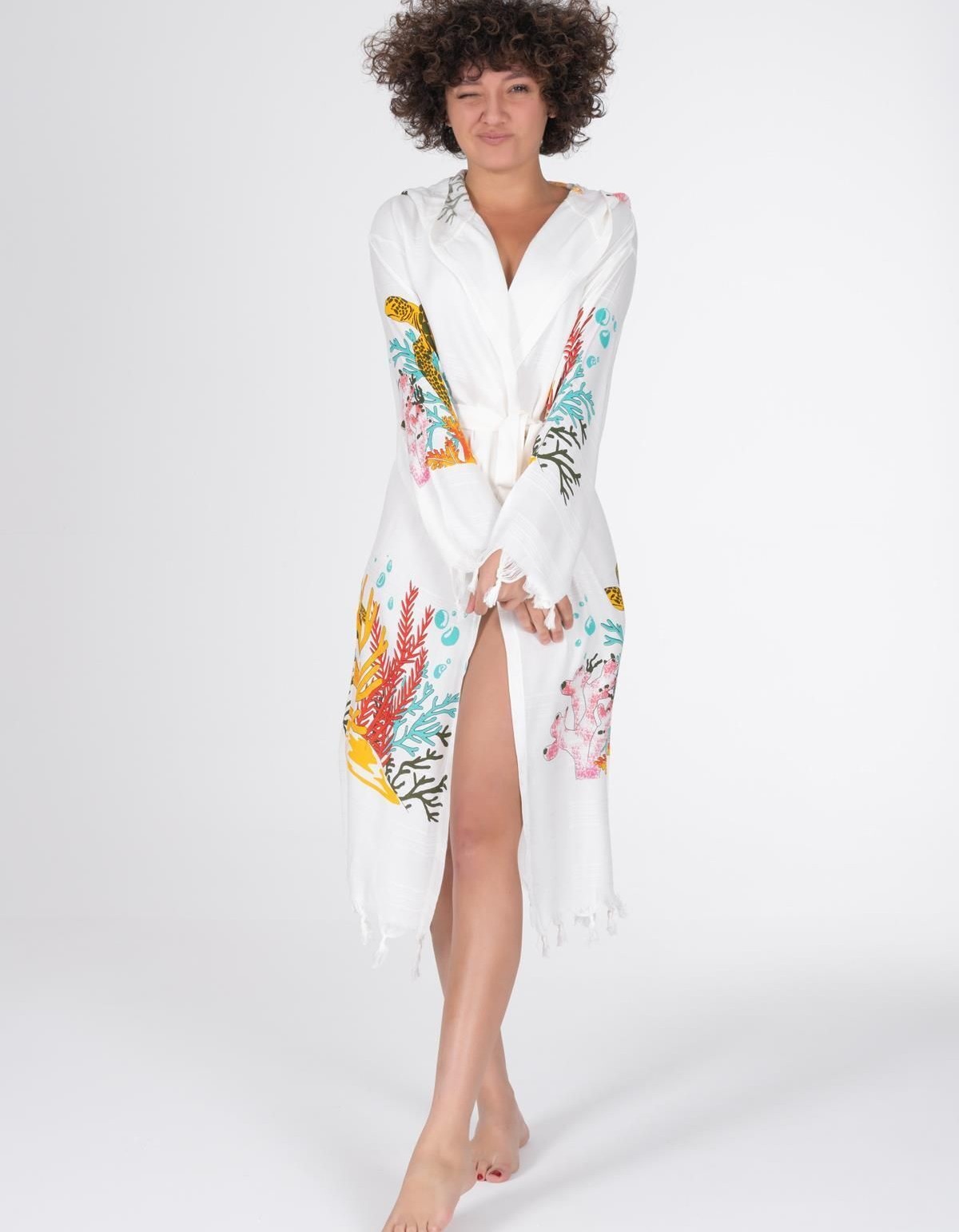 Varol Baskılı Bambu Peştemal Sabahlık Bornoz
