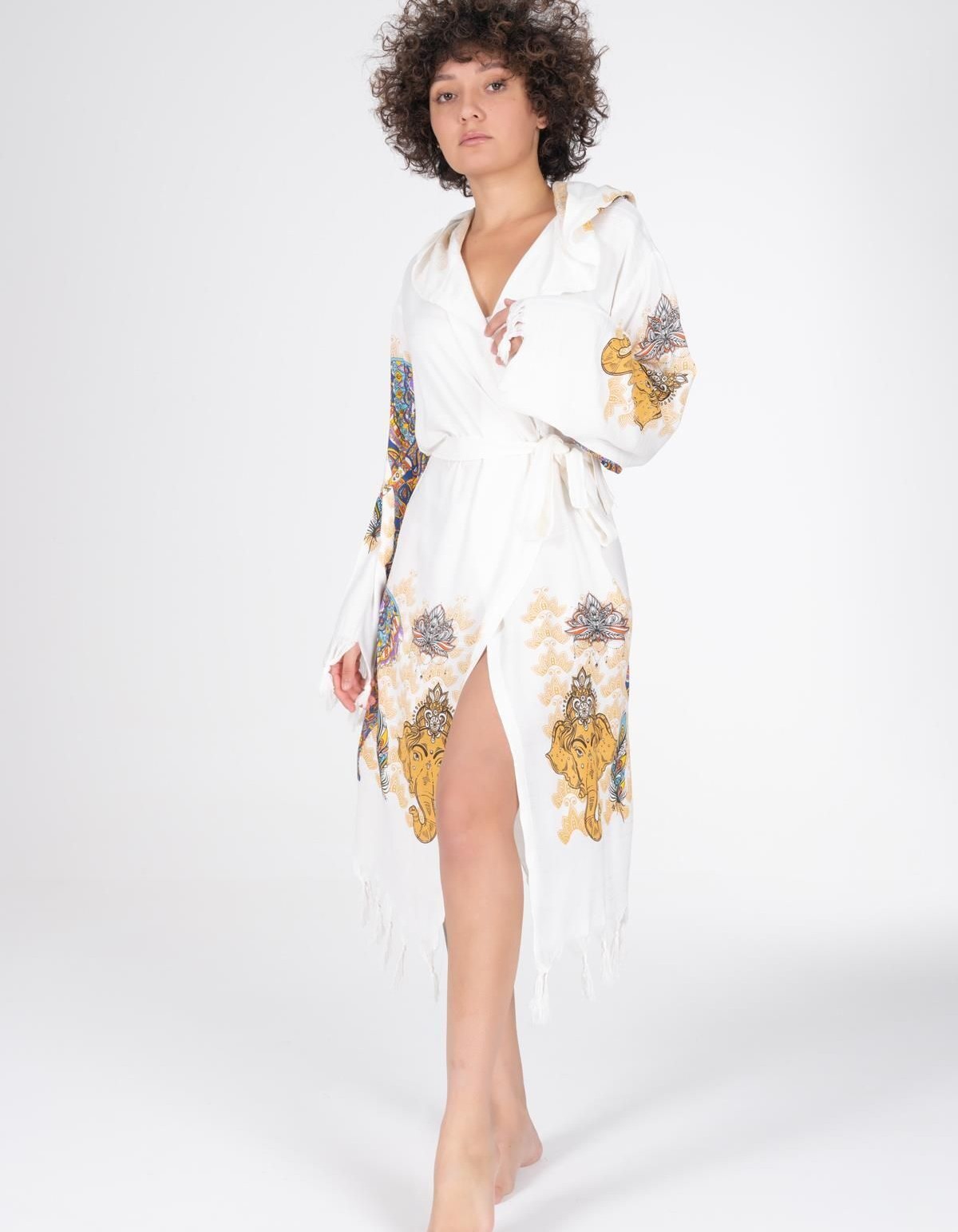 Varol Baskılı Bambu Peştemal Sabahlık Bornoz