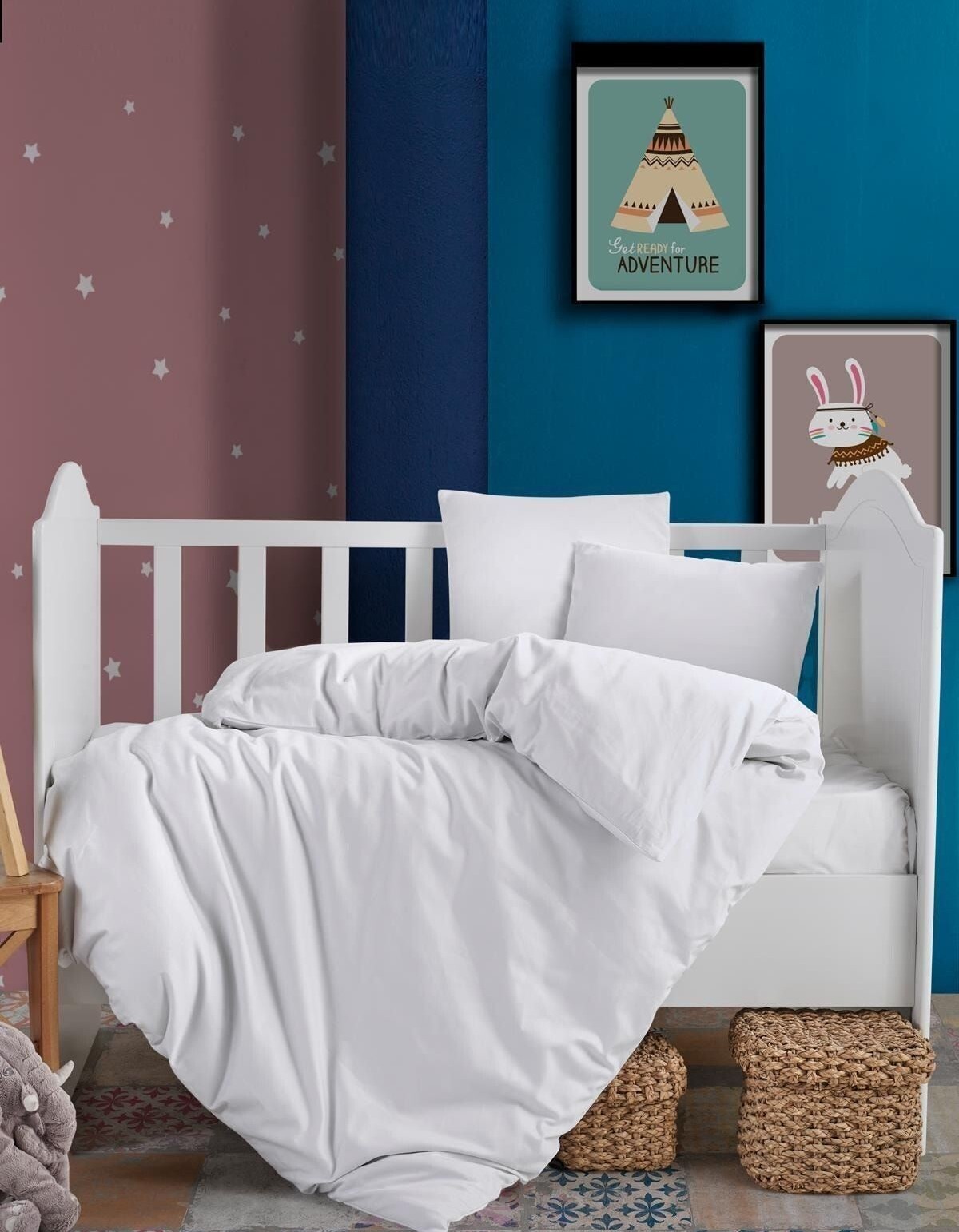 Varol Bebek Pamuk Saten Nevresim Takımı Beyaz