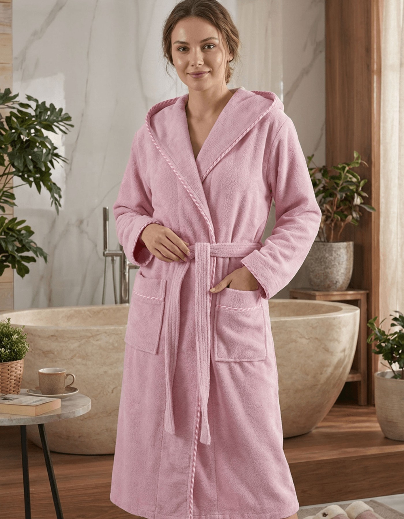 Varol Biyeli Kapşonlu Bambu Bornoz