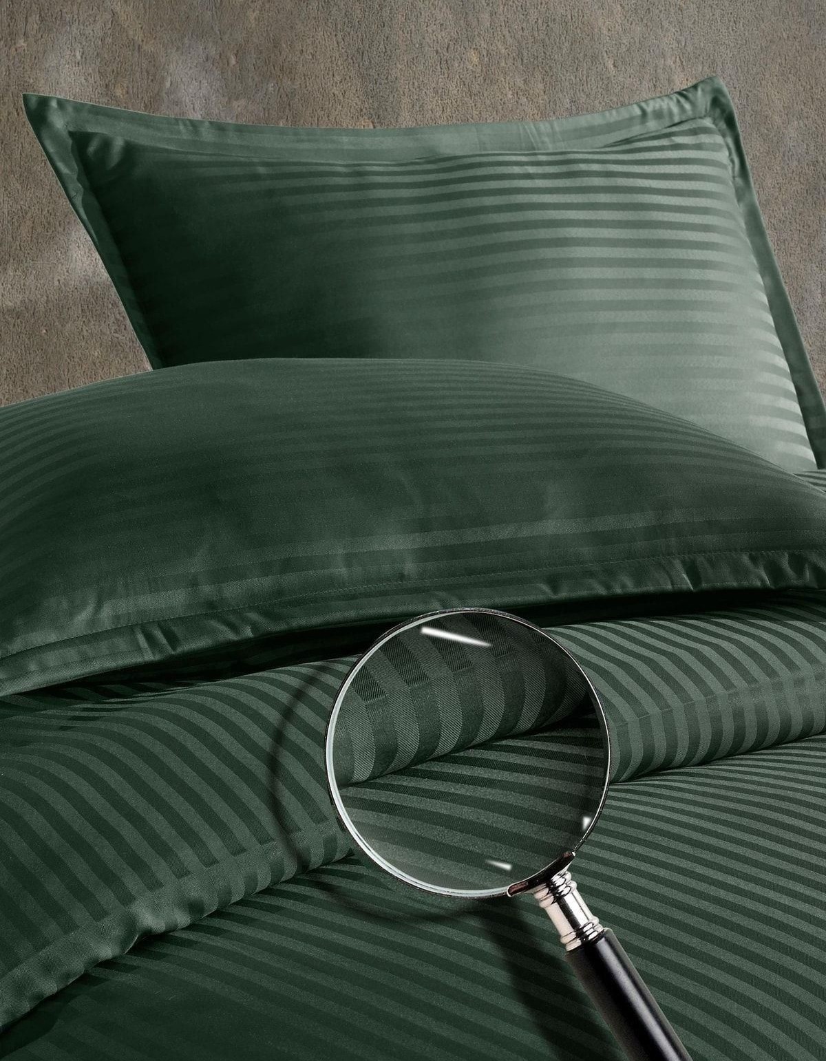 Varol Çift Kişilik Saten Çizgili Nevresim Takımı – Lastikli Çarşaf, Parlak ve Yumuşak Kumaş