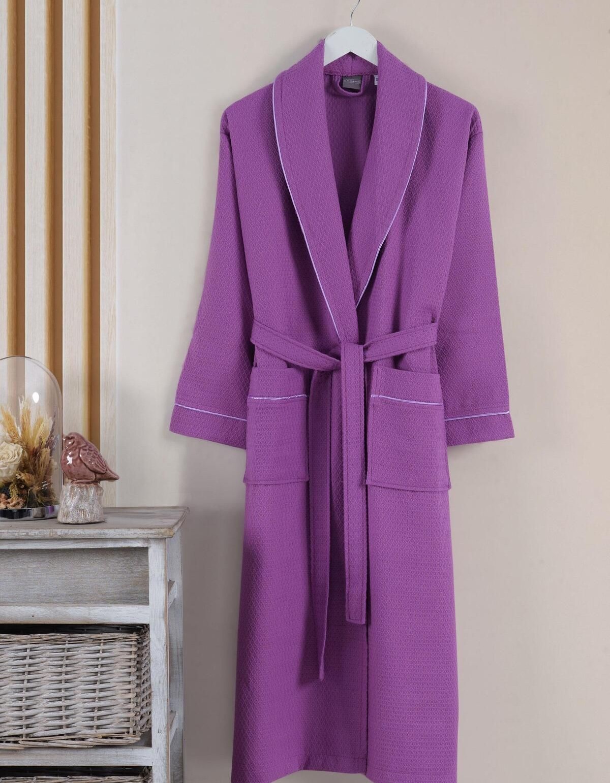 Varol Dama Serisi Şal Yaka Pike Bornoz Sabahlık