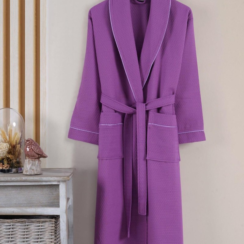 Varol Dama Serisi Şal Yaka Pike Bornoz Sabahlık