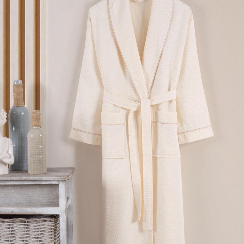 Varol Dama Serisi Şal Yaka Pike Bornoz Sabahlık