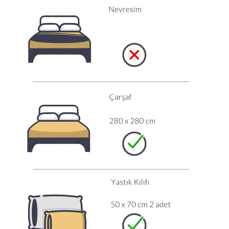 Varol Eris Serisi Pamuk Saten King Size Çarşaf Takımı 83 Tel %100 Pamuk