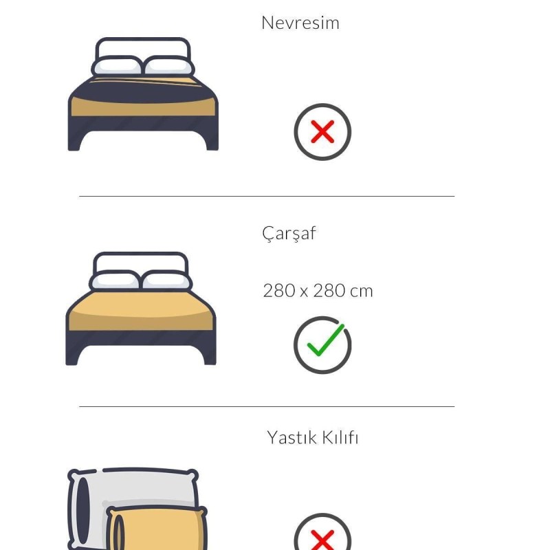 Varol Eris Serisi Pamuk Saten King Size Otel Çarşafı 280x280 83 Tel