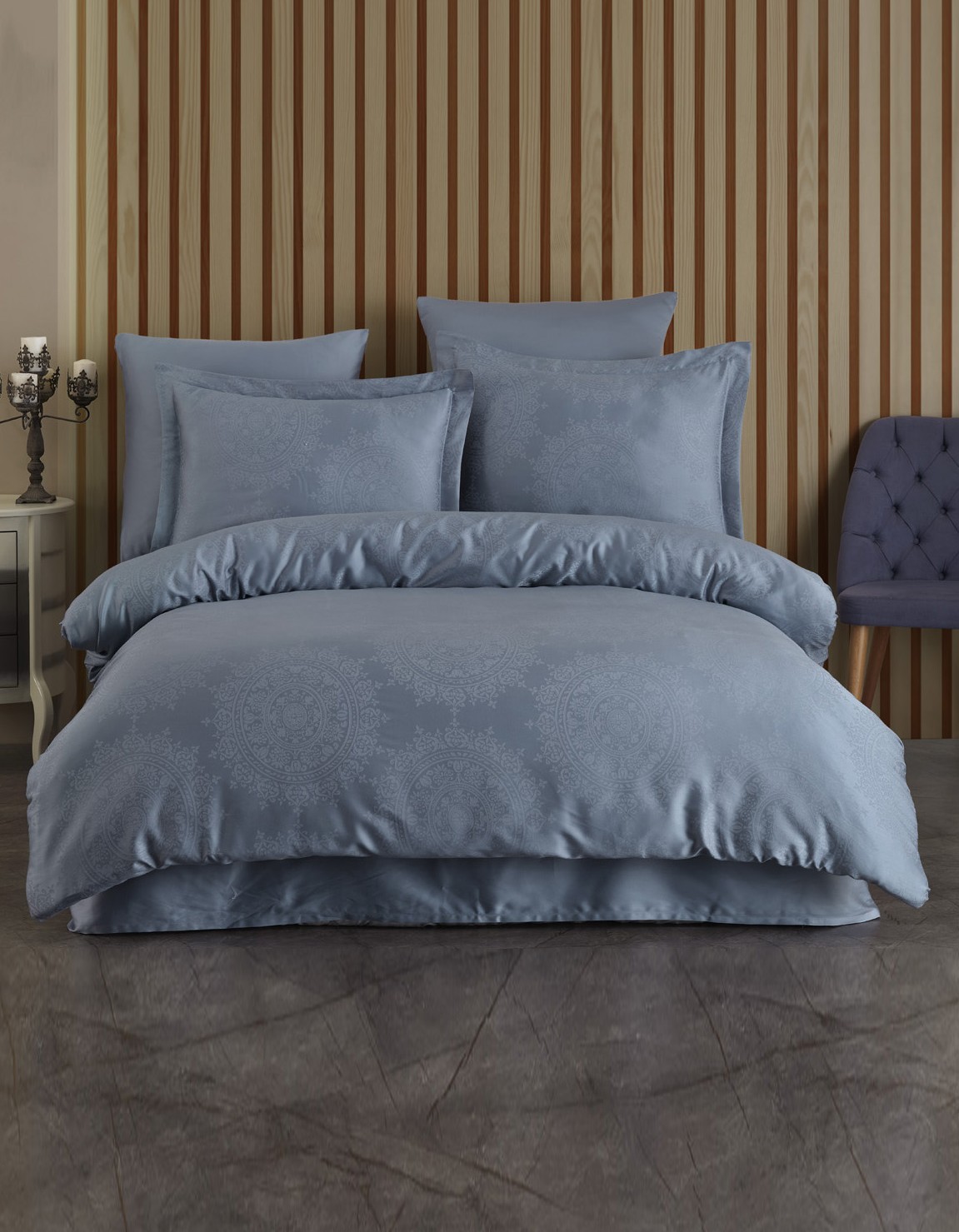 Varol (Family Size) Liyosel Jakar Nevresim Takımı - Nothingham İndigo Varol (Family Size) Liyosel Jakar Nevresim Takımı - Nothingham İndigo