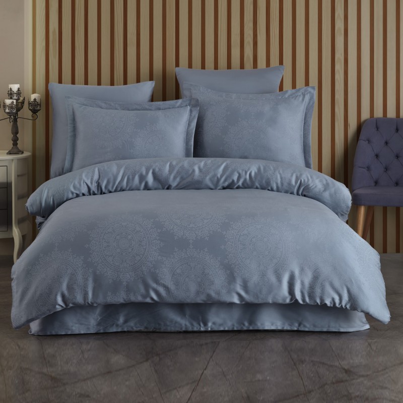 Varol (Family Size) Liyosel Jakar Nevresim Takımı - Nothingham İndigo