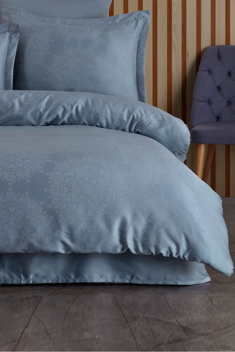 Varol (Family Size) Liyosel Jakar Nevresim Takımı - Nothingham İndigo detay görseli