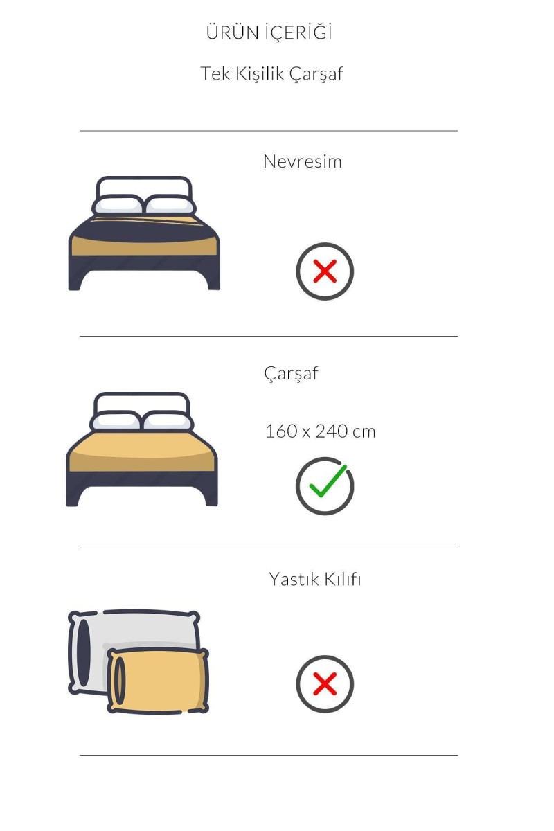Varol İkaros Serisi Tek Kişilik Otel Çarşafı 160x240 57 Tel detay görseli