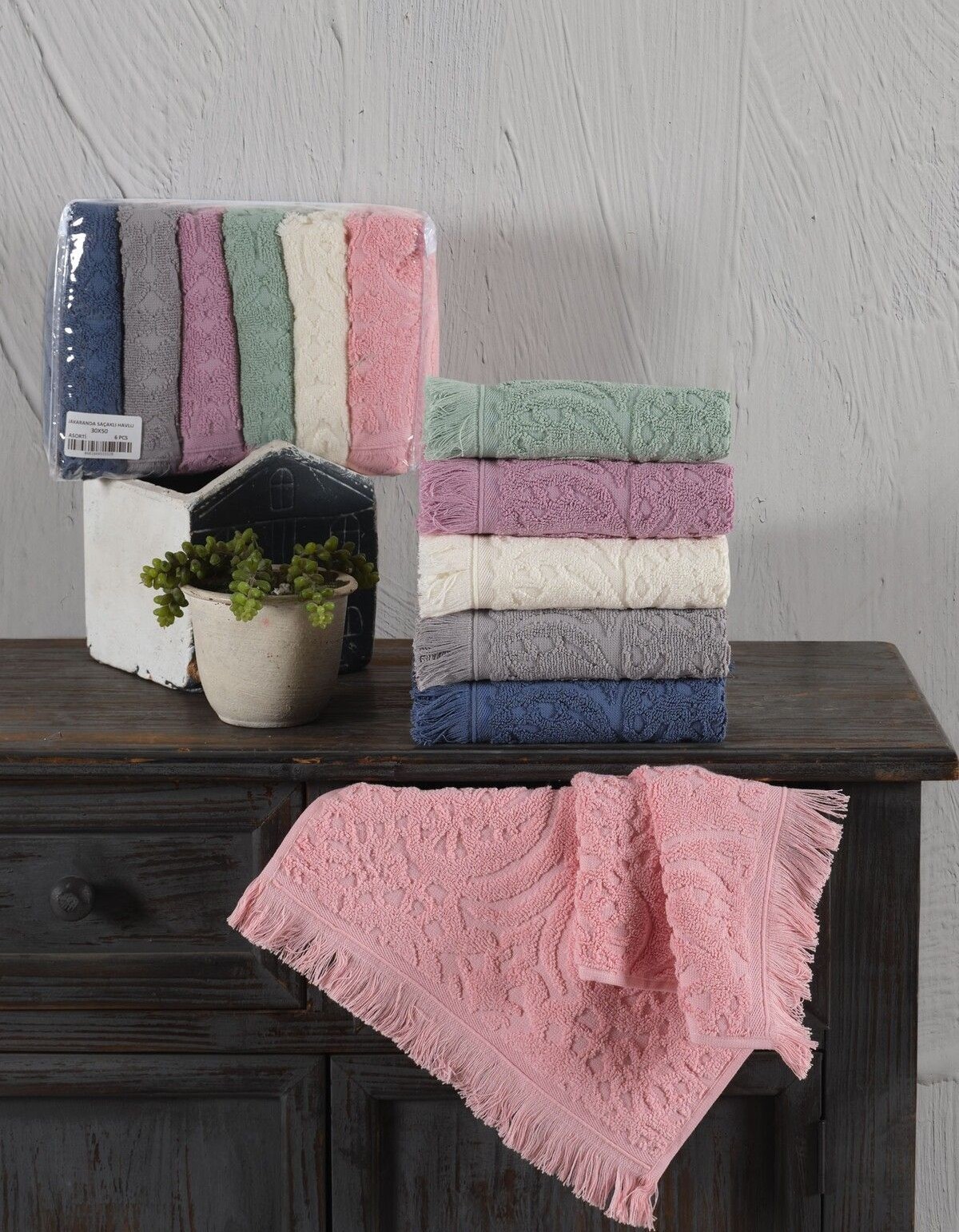 Varol Jakaranda Serisi %100 Pamuk 30x50cm 6 lı Havlu Seti