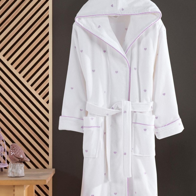 Varol Kalpli Nakışlı %100 Pamuk Love Serisi Bornoz