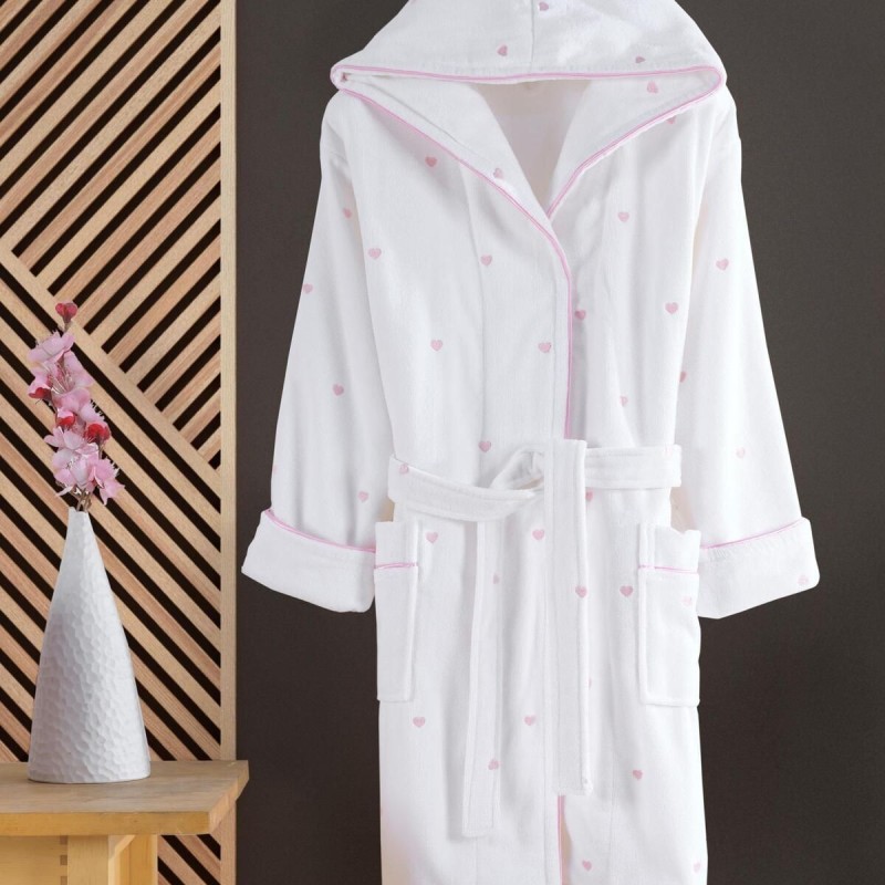 Varol Kalpli Nakışlı %100 Pamuk Love Serisi Bornoz