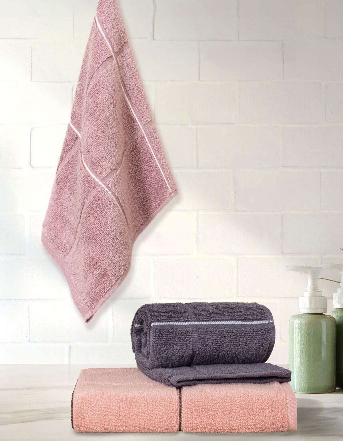 Varol Kare Serisi Micro Cotton 30x50cm 3 Lü Havlu Seti