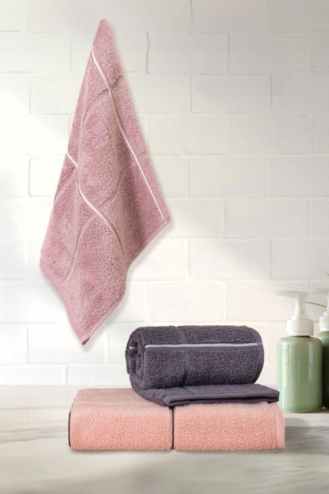 Varol Kare Serisi Micro Cotton 30x50cm 3 Lü Havlu Seti V2