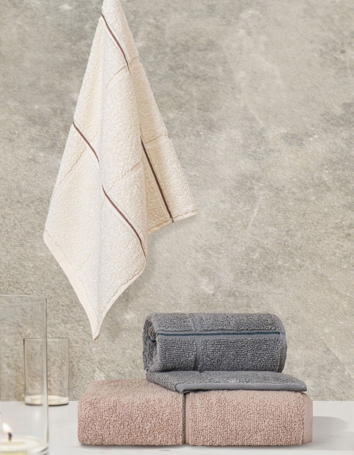 Varol Kare Serisi Micro Cotton 30x50cm 3 Lü Havlu Seti