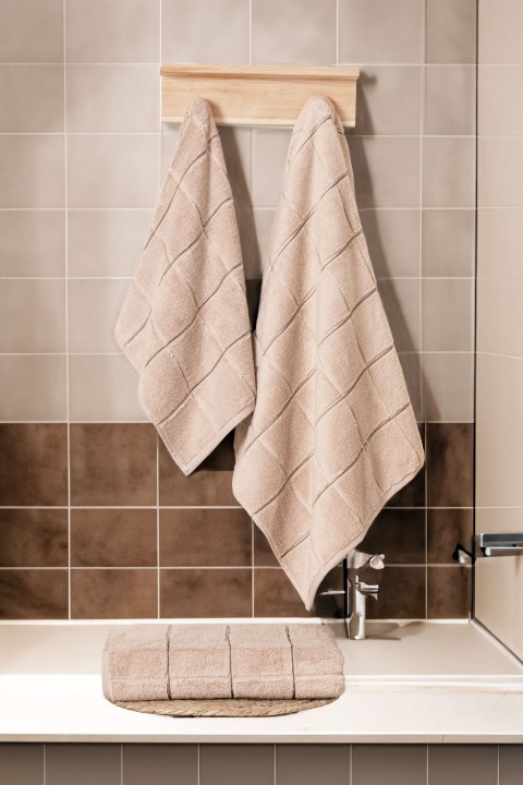 Varol KareMicro Cotton Banyo Havlusu 70X140cm BEJ