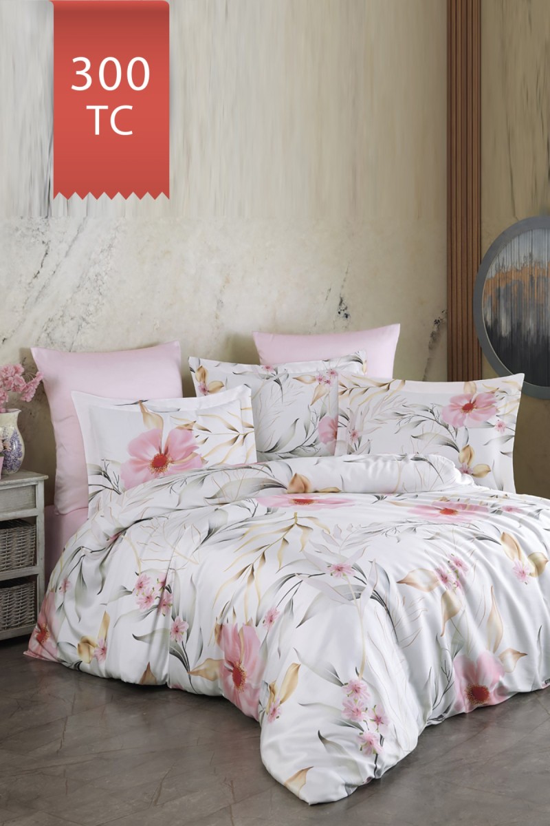 Varol Royal Saten 300TC Nevresim Takımı (Çift Nevresimli) Family Size  - STELLA