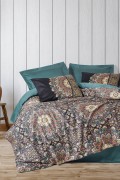 Cotton Box Saten Çift Kişilik Nevresim Takımı Ornate Petrol görseli 3