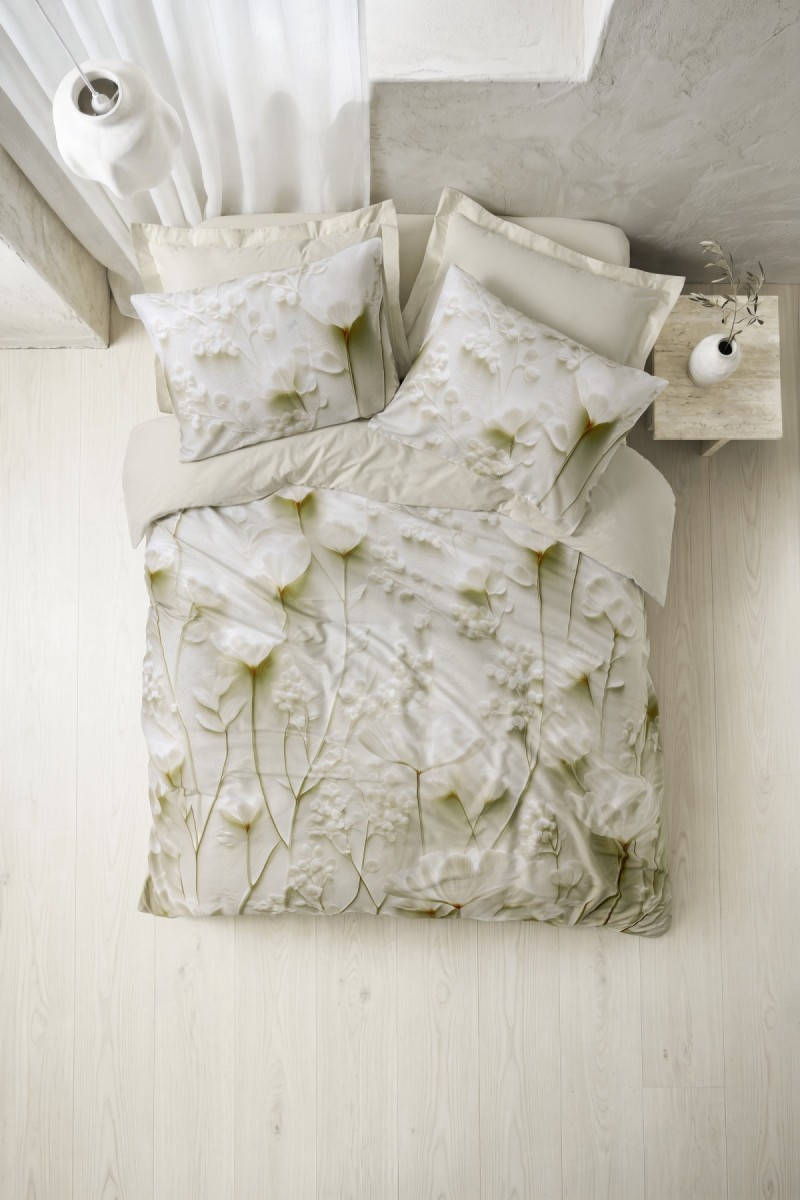 Cotton Box 3d Flower %100 Pamuk Saten  - Velin Krem detay görseli