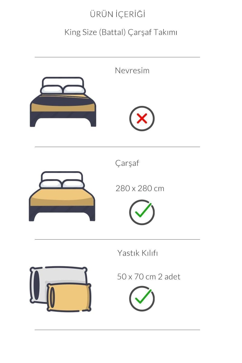 Varol Zeus Serisi Pamuk Saten King Size Çarşaf Takımı detay görseli