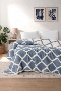 VAROL Liora 7 Katlı Müslin Yatak Örtüsü Çift Kişilik Geometrik Desenli 230x250 cm görseli 3