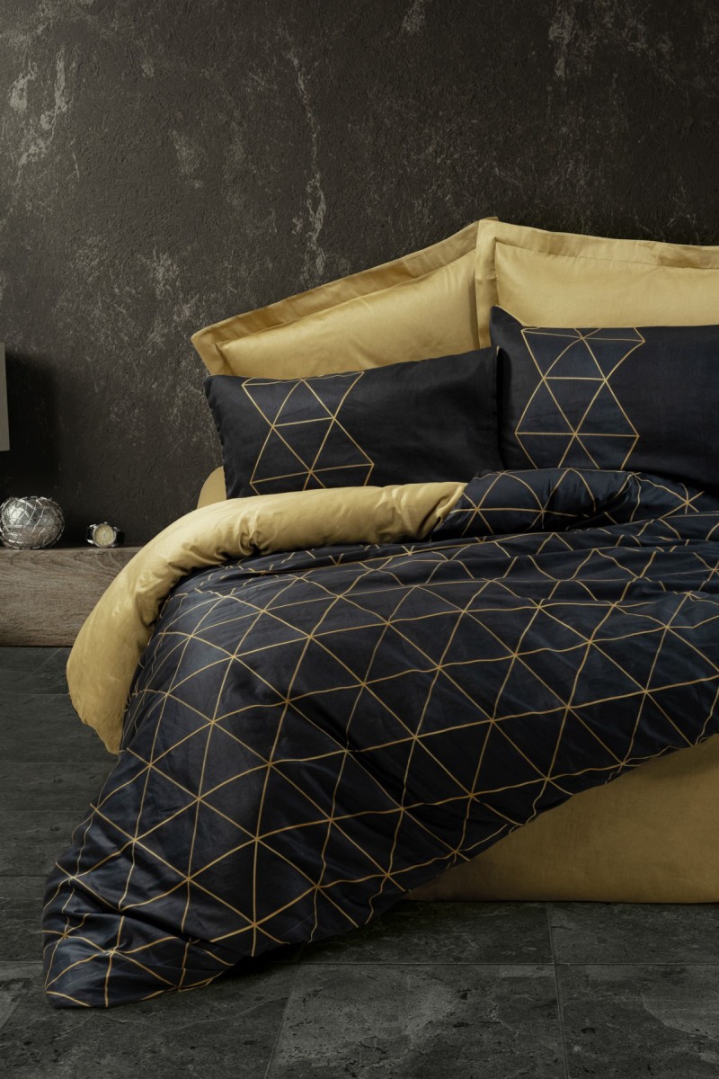 Cotton Box Dark Çift Kişilik Nevresim Takimi Veta Gold detay görseli