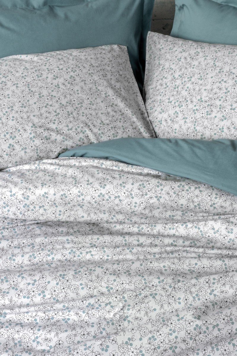 Cotton Box Petite Çift Kişilik Lastikli Çarşaflı Nevresim Takımı June Mint detay görseli