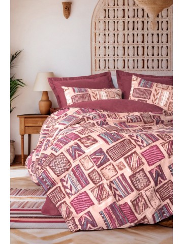 Cotton Box Ethnic Ranforce Çift Kişilik Nevresim Takimi Estilo Bordo