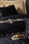 Cotton Box Brode Nakışlı Saten Çift Kişilik Nevresim Takımı Gloria Gold görseli 2