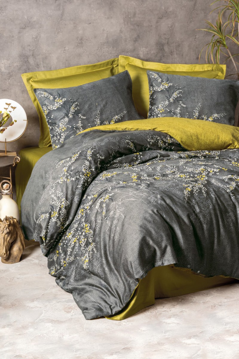 Cotton Box Saten Çift Kişilik Nevresim Takımı Libby Yeşil detay görseli