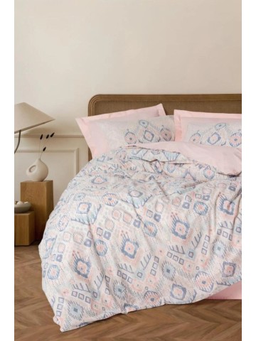 Cotton Box Ethnic Ranforce Çift Kişilik Nevresim Takimi Mosola Somon