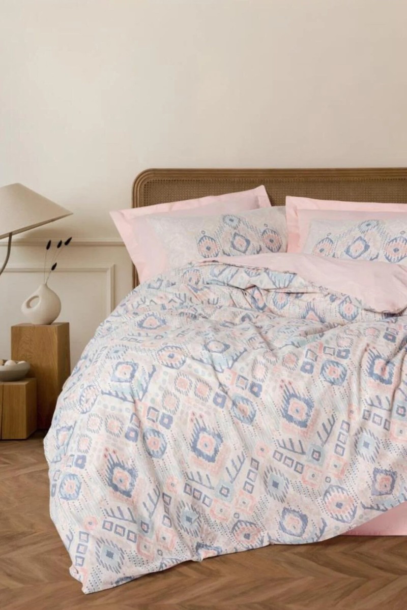 Cotton Box Ethnic Ranforce Çift Kişilik Nevresim Takimi Mosola Somon