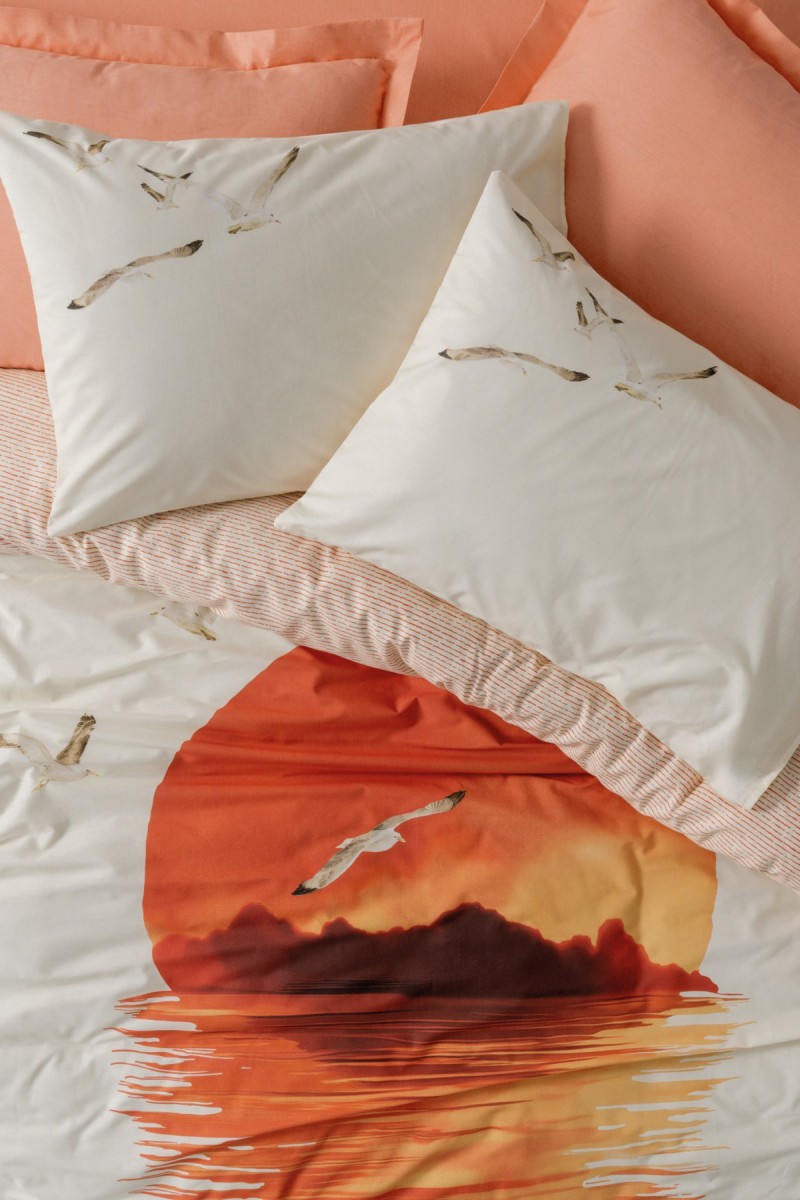 Cotton Box Maritime Çift Kişilik Nevresim Takimi Sunset Somon detay görseli